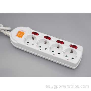 Strip de alimentación alemana de 4 outlet con interruptores individuales